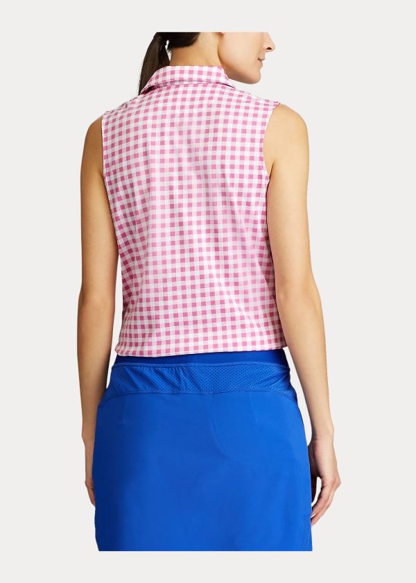 Ralph Lauren Gingham Bez Rukávů Golfové Polo Růžové | lBGN55Yc