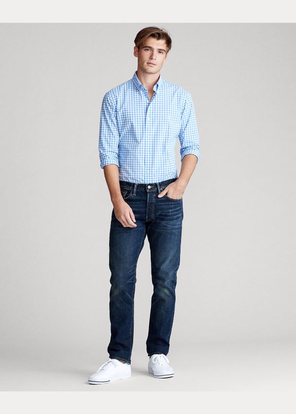 Ralph Lauren Gingham Poplin Shirt Světle Blankyt Bílé | xNPFebTA
