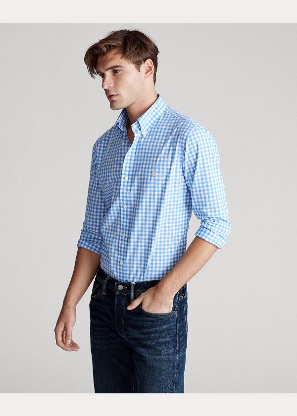 Ralph Lauren Gingham Poplin Shirt Světle Blankyt Bílé | xNPFebTA