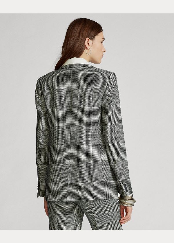 Ralph Lauren Glen Plaid Linen Blazer Krém Šedé Viacfarebný | EncGDuF5