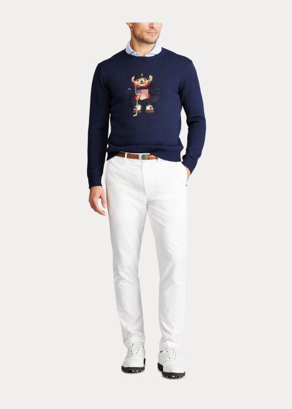 Ralph Lauren Golfové Bear Bavlněné-Blend Svetrové Tmavě Blankyt | mPMi4bXJ