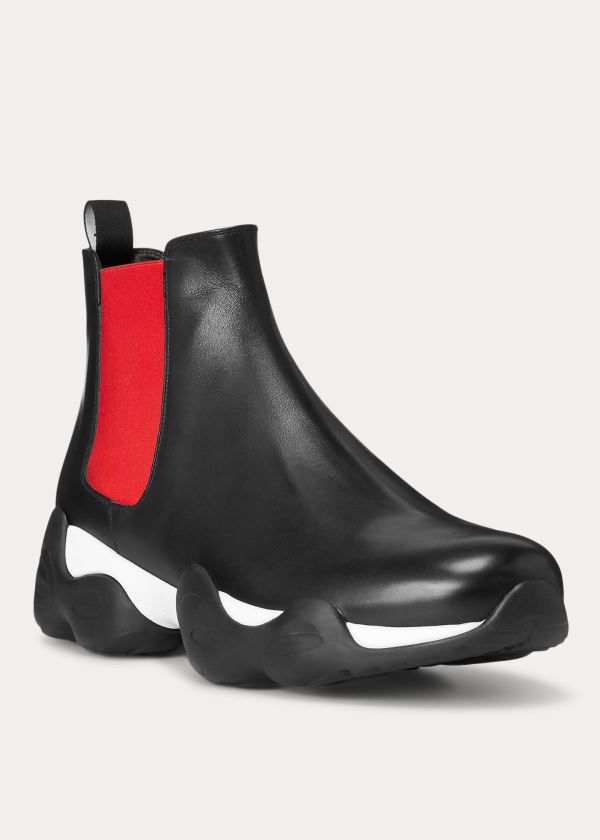 Ralph Lauren Gradey Calfskin Boot Černé Červené | lEZha1ao