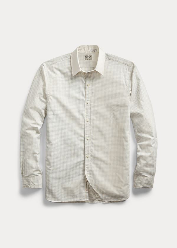 Ralph Lauren Grant Slim Fit Checked Shirt Krém Tmavě Blankyt | uXzZF8cK