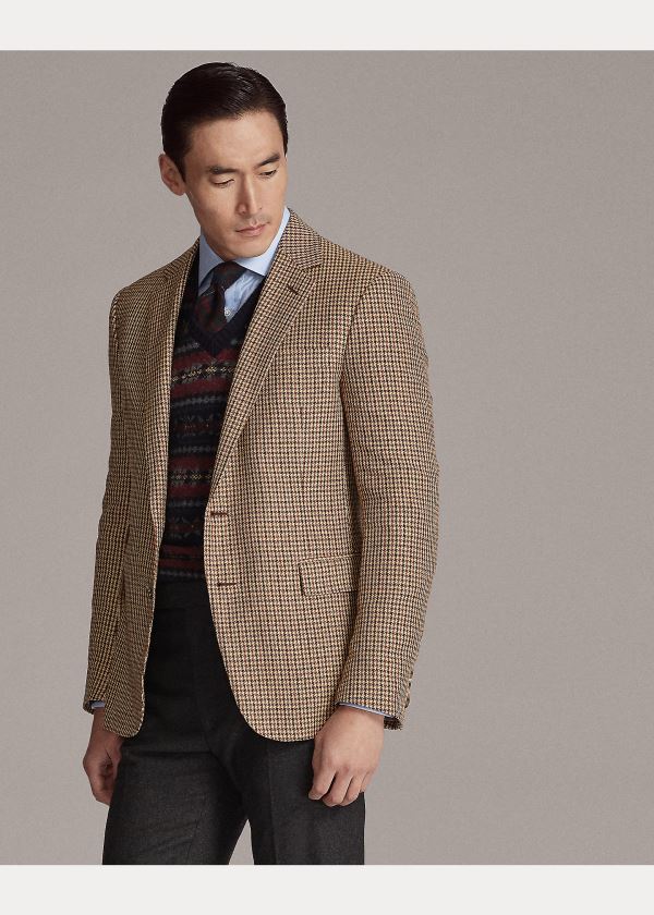 Ralph Lauren Gregory Checked Sportovní Coat Hnědé Krém | 7aJGjPt9
