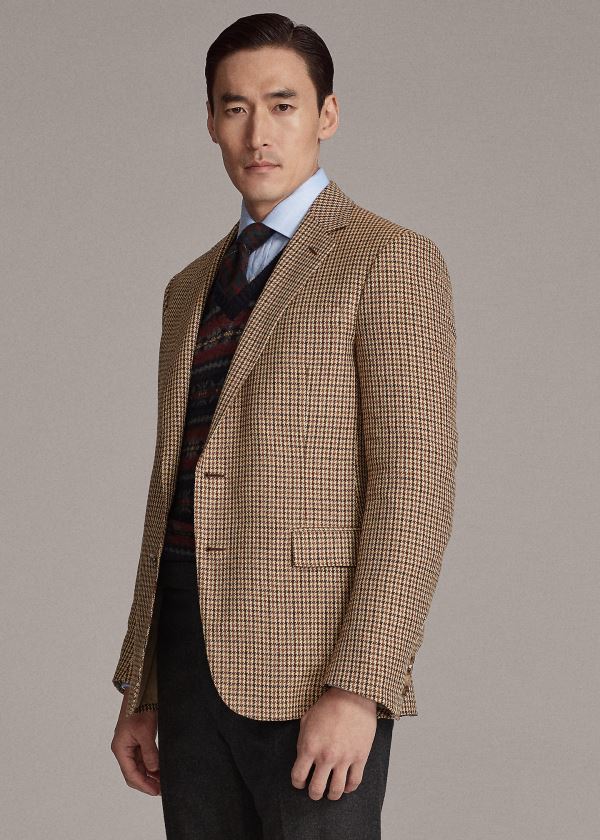 Ralph Lauren Gregory Checked Sportovní Coat Hnědé Krém | 7aJGjPt9