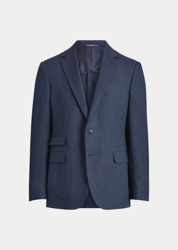 Ralph Lauren Gregory Linen Sportovní Coat Tmavě Tmavě Blankyt | PpsKxO4v