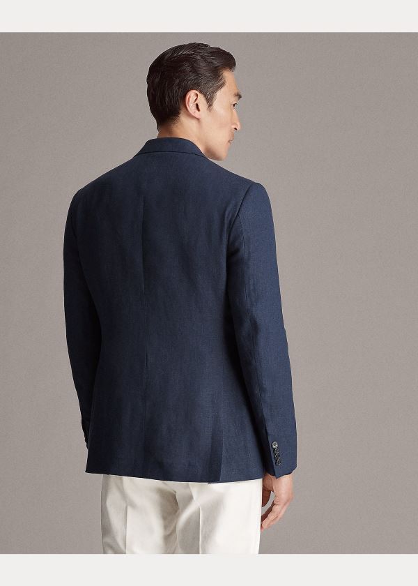 Ralph Lauren Gregory Linen Sportovní Coat Tmavě Tmavě Blankyt | PpsKxO4v