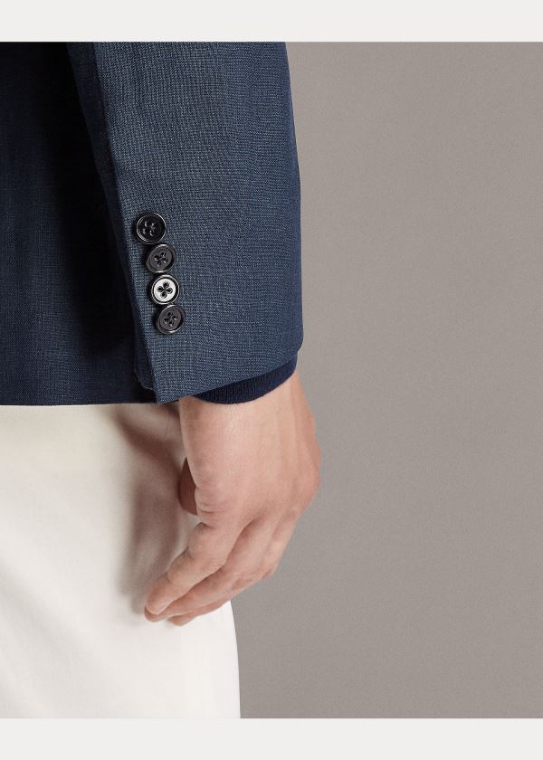 Ralph Lauren Gregory Linen Sportovní Coat Tmavě Tmavě Blankyt | PpsKxO4v