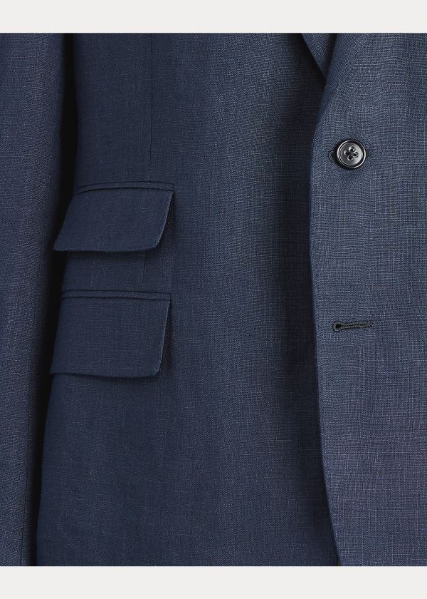 Ralph Lauren Gregory Linen Sportovní Coat Tmavě Tmavě Blankyt | PpsKxO4v