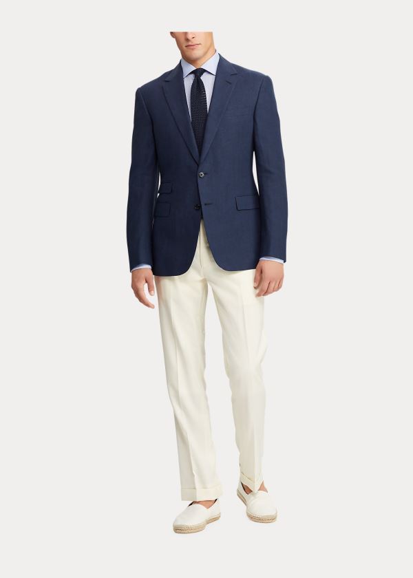 Ralph Lauren Gregory Linen Sportovní Coat Tmavě Tmavě Blankyt | adSWG4G4