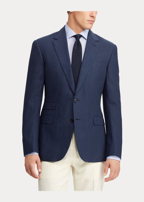 Ralph Lauren Gregory Linen Sportovní Coat Tmavě Tmavě Blankyt | adSWG4G4