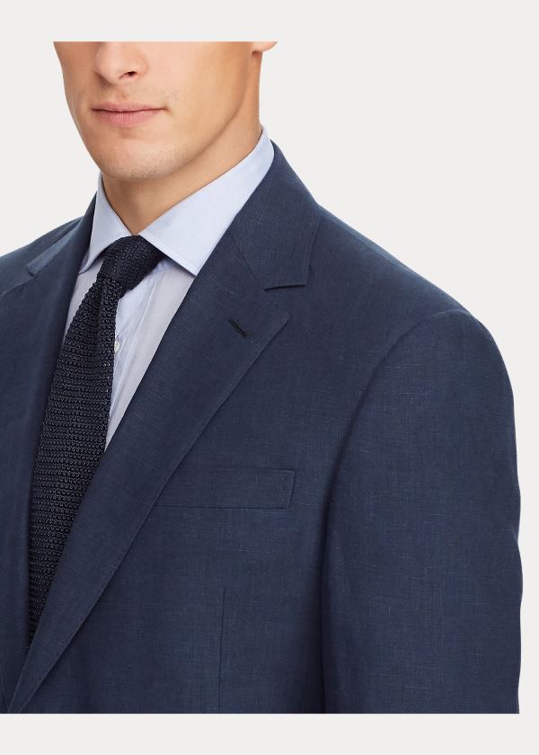 Ralph Lauren Gregory Linen Sportovní Coat Tmavě Tmavě Blankyt | adSWG4G4