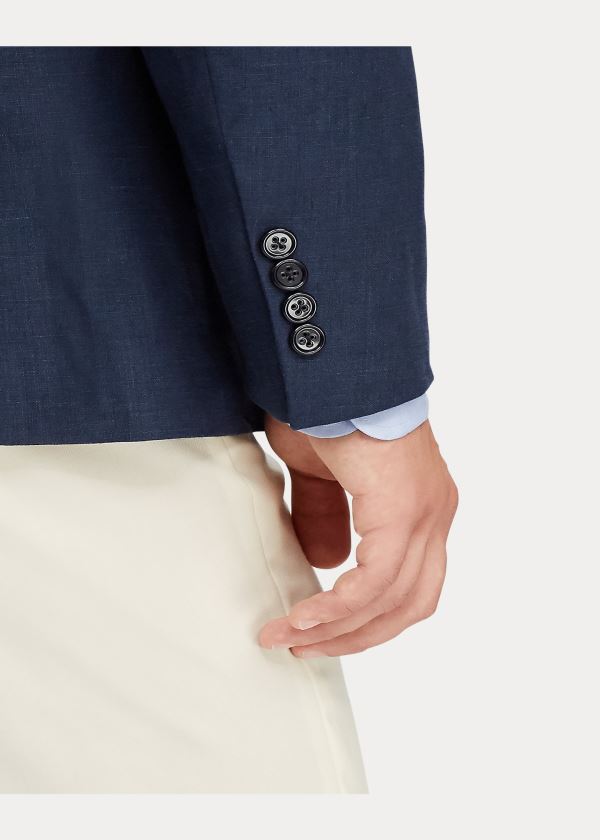 Ralph Lauren Gregory Linen Sportovní Coat Tmavě Tmavě Blankyt | adSWG4G4