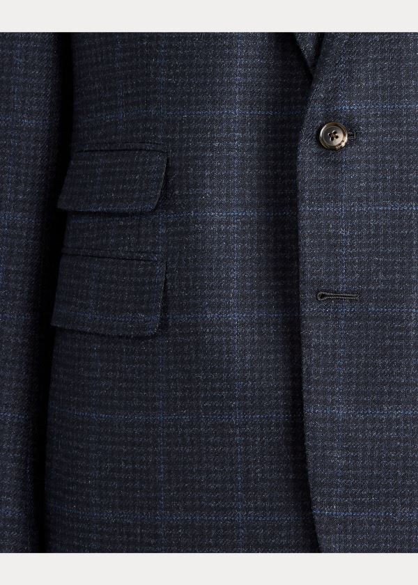 Ralph Lauren Gregory Plaid Wool Suit Jacket Tmavě Blankyt Blankyt | zW3l3MiQ