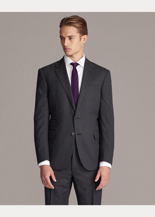 Ralph Lauren Gregory Striped Wool Suit Šedé Světle Šedé | HDNPo7Be