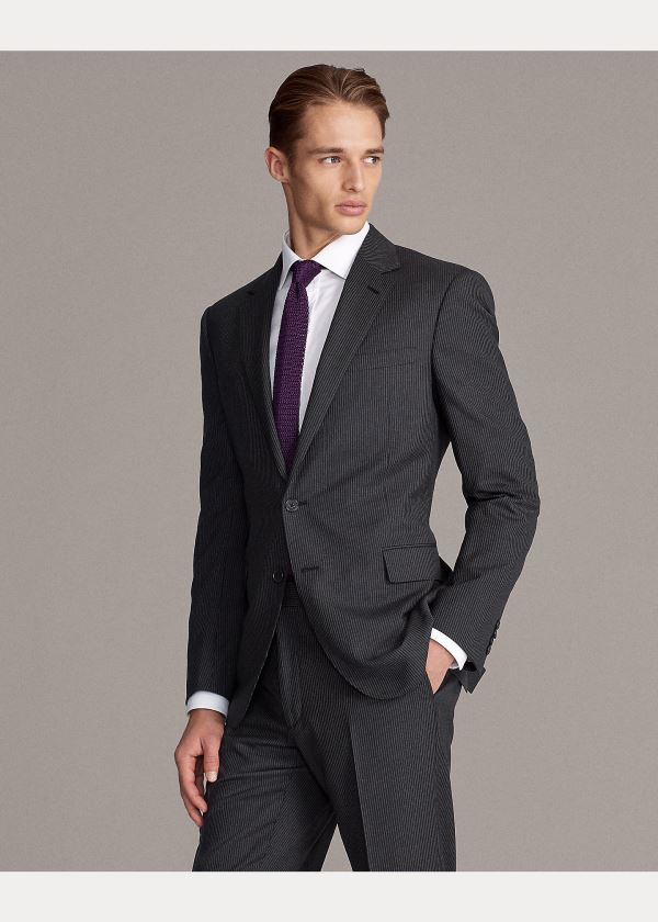 Ralph Lauren Gregory Striped Wool Suit Šedé Světle Šedé | HDNPo7Be