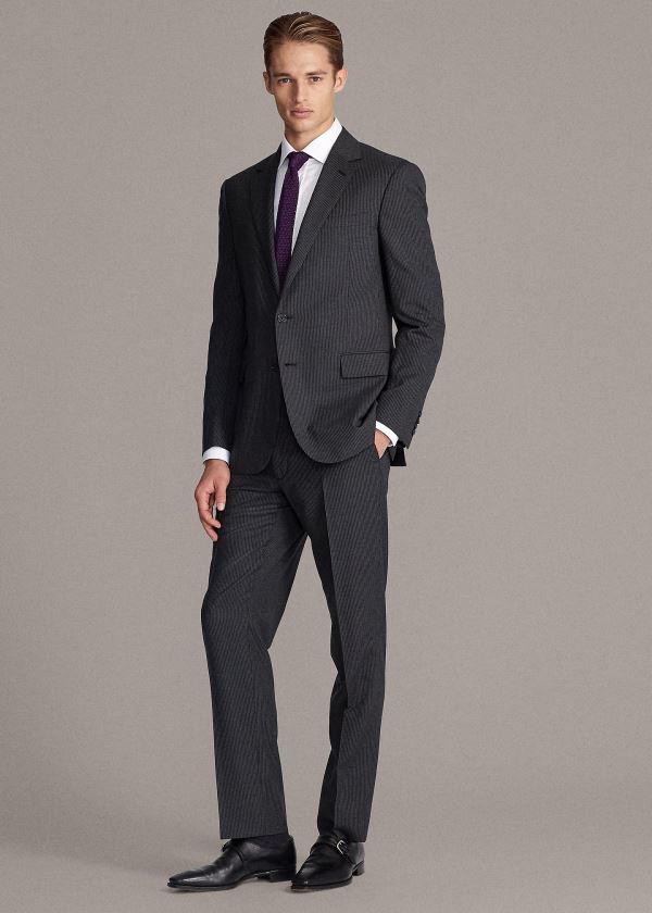 Ralph Lauren Gregory Striped Wool Suit Šedé Světle Šedé | HDNPo7Be