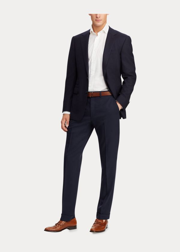 Ralph Lauren Gregory Wool Gabardine Trouser Tmavě Tmavě Blankyt | WFIuHdZJ