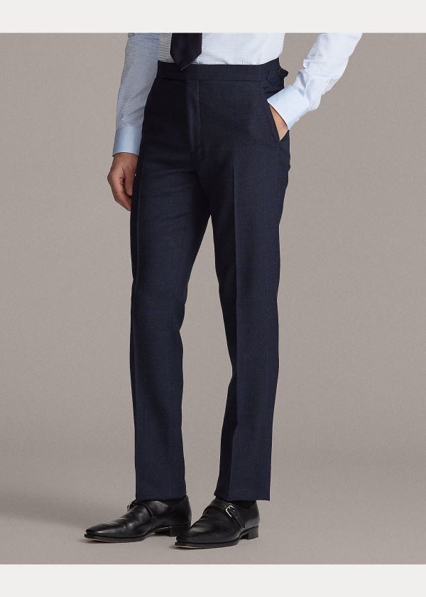 Ralph Lauren Gregory Wool Trouser Černé Tmavě Blankyt Blankyt | 25317tIZ