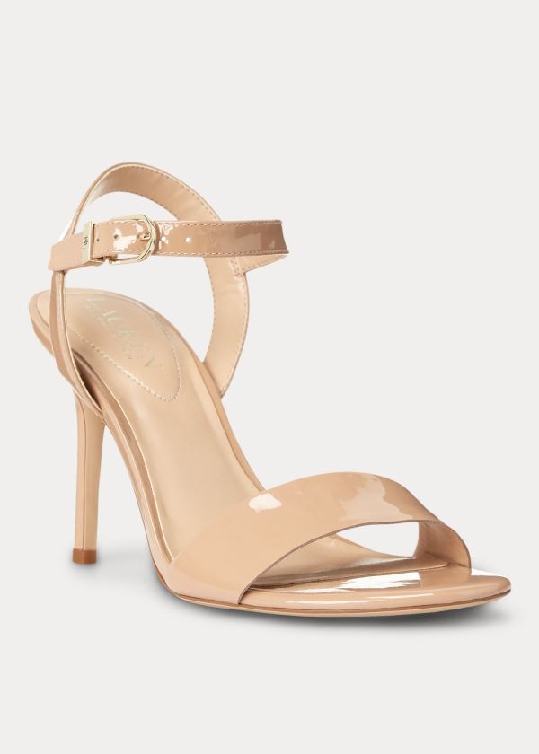 Ralph Lauren Gwen Lakovaná Læder Sandal Hnědožlutý | F8rYAIeb