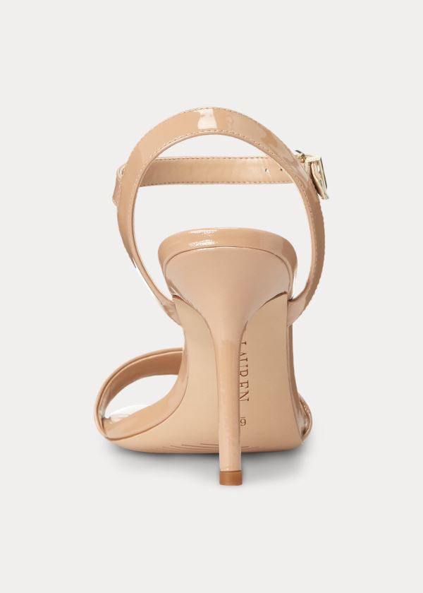 Ralph Lauren Gwen Lakovaná Læder Sandal Hnědožlutý | F8rYAIeb