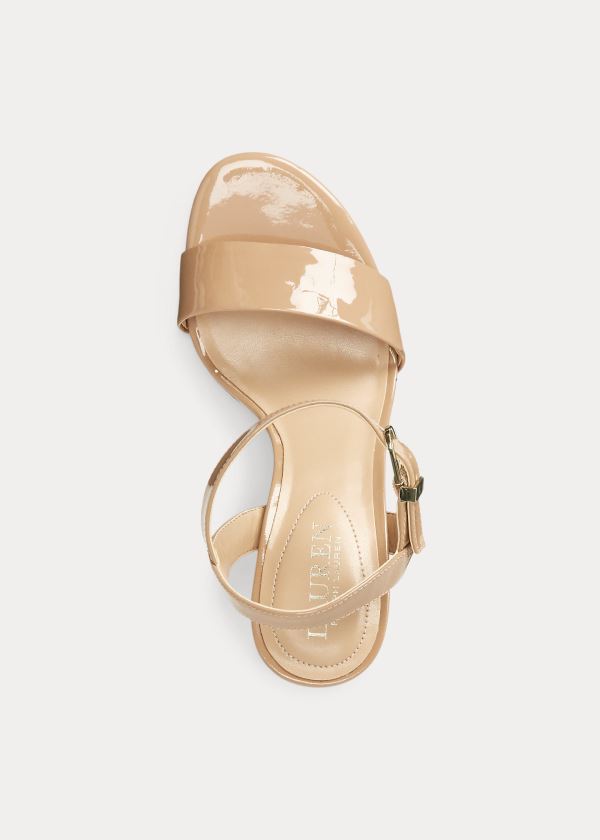 Ralph Lauren Gwen Lakovaná Læder Sandal Hnědožlutý | F8rYAIeb