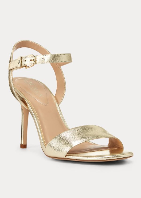 Ralph Lauren Gwen Læder Sandal Zlaté | xkaz1ZAa