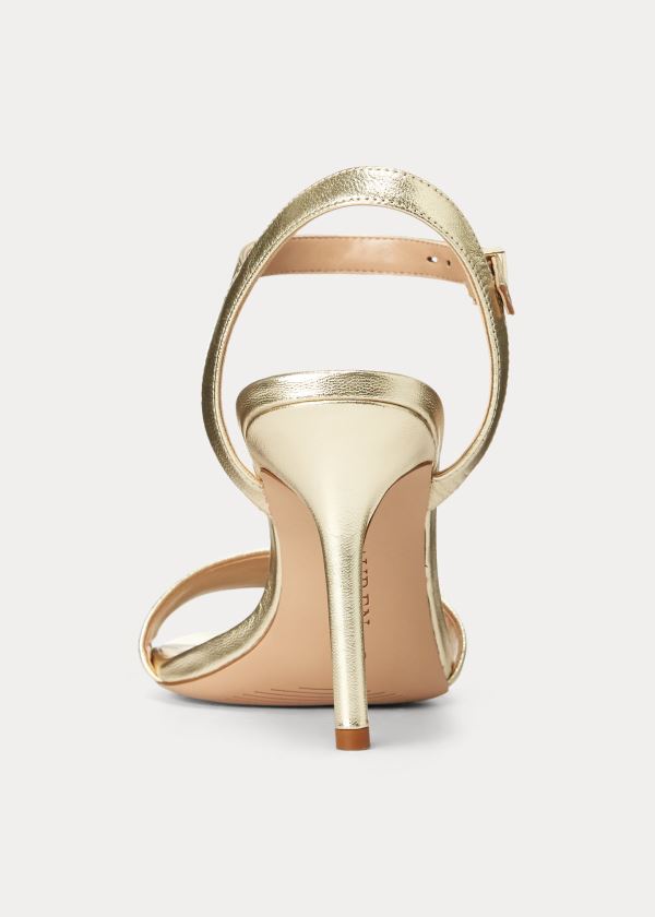 Ralph Lauren Gwen Læder Sandal Zlaté | xkaz1ZAa