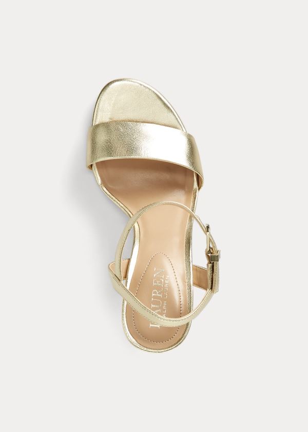 Ralph Lauren Gwen Læder Sandal Zlaté | xkaz1ZAa