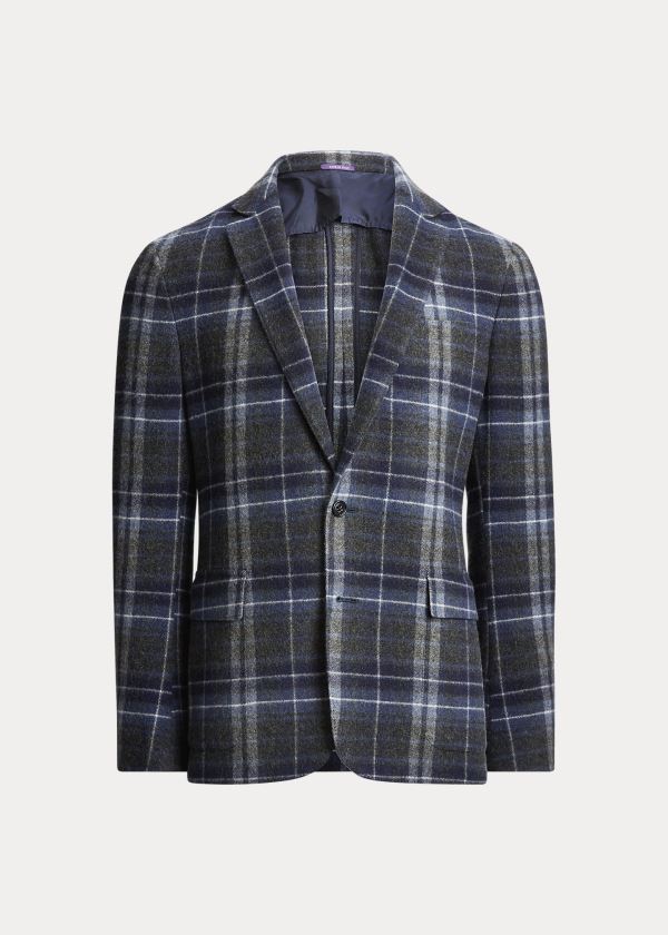 Ralph Lauren Hadley Cashmere Sportovní Coat Tmavě Šedé Tmavě Blankyt Blankyt Bílé | CjkFN188