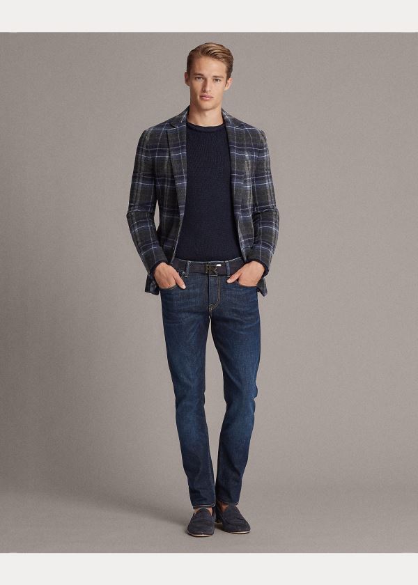 Ralph Lauren Hadley Cashmere Sportovní Coat Tmavě Šedé Tmavě Blankyt Blankyt Bílé | CjkFN188
