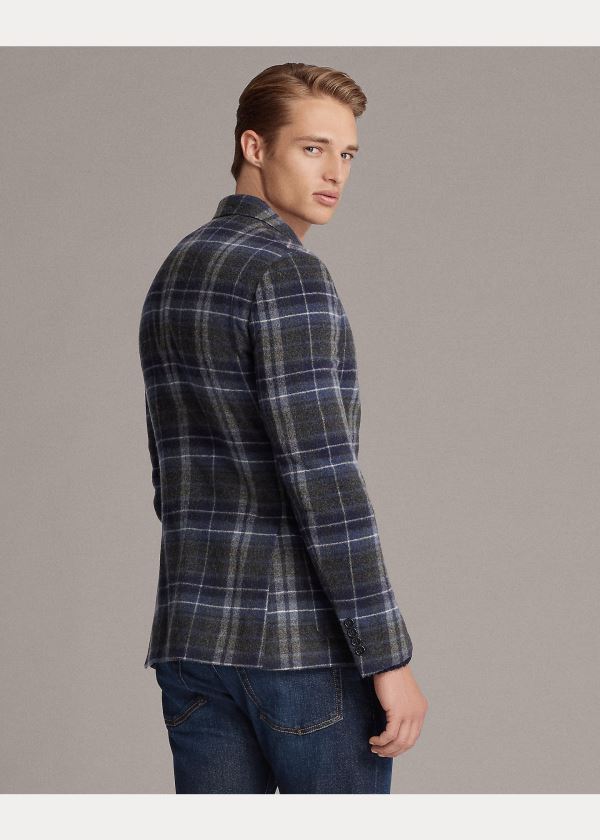Ralph Lauren Hadley Cashmere Sportovní Coat Tmavě Šedé Tmavě Blankyt Blankyt Bílé | CjkFN188