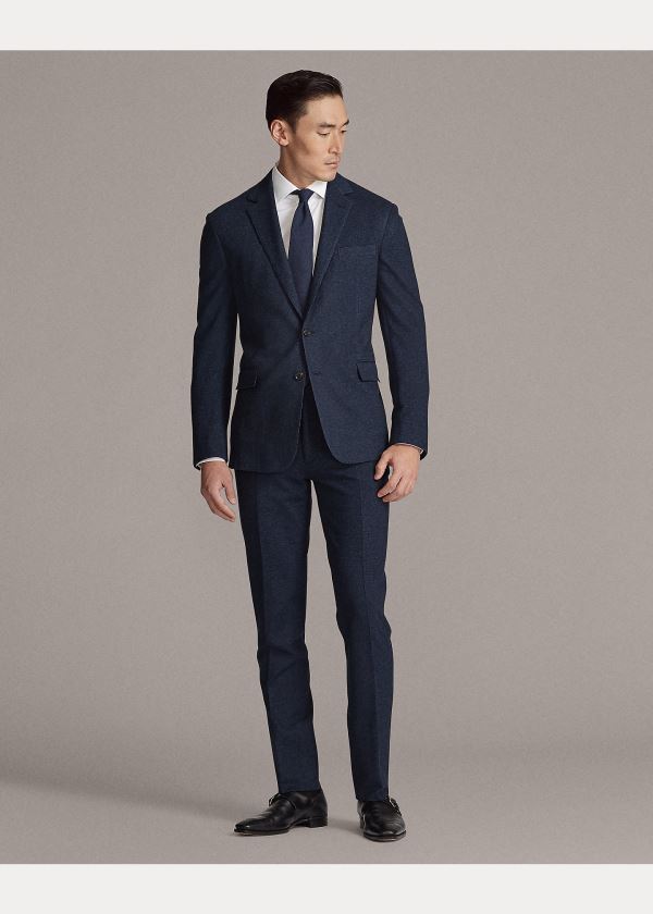 Ralph Lauren Hadley Piqué Suit Jacket Tmavě Blankyt Černé | gu4fvpzF
