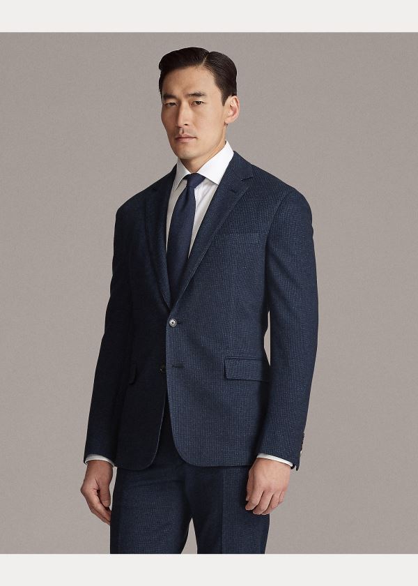 Ralph Lauren Hadley Piqué Suit Jacket Tmavě Blankyt Černé | gu4fvpzF