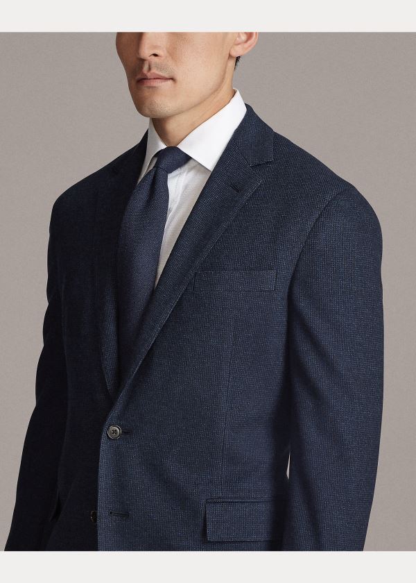Ralph Lauren Hadley Piqué Suit Jacket Tmavě Blankyt Černé | gu4fvpzF