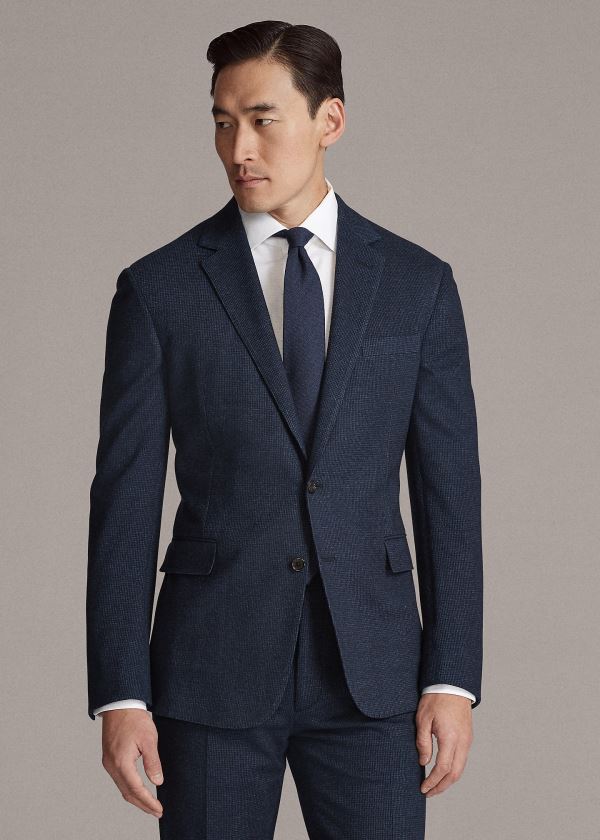 Ralph Lauren Hadley Piqué Suit Jacket Tmavě Blankyt Černé | gu4fvpzF
