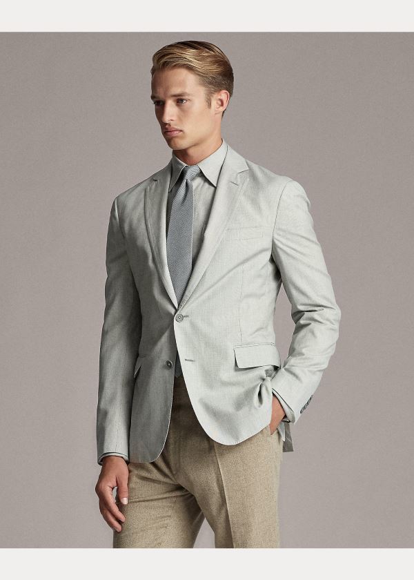 Ralph Lauren Hadley Tick-Weave Sportovní Coat Šedé Krém | pUbEabZN