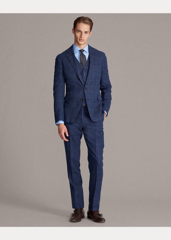 Ralph Lauren Hadley Windowpane Suit Jacket Blankyt Světle Blankyt | rZKLy2VB