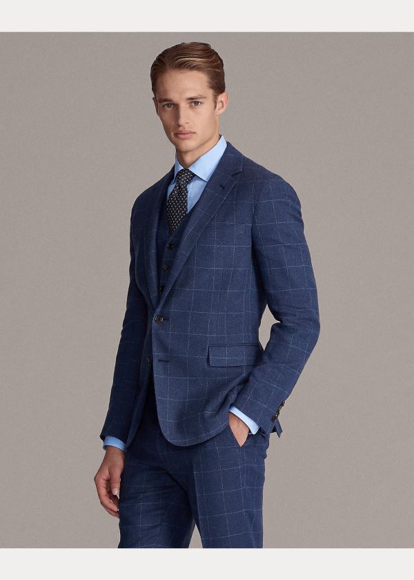 Ralph Lauren Hadley Windowpane Suit Jacket Blankyt Světle Blankyt | rZKLy2VB