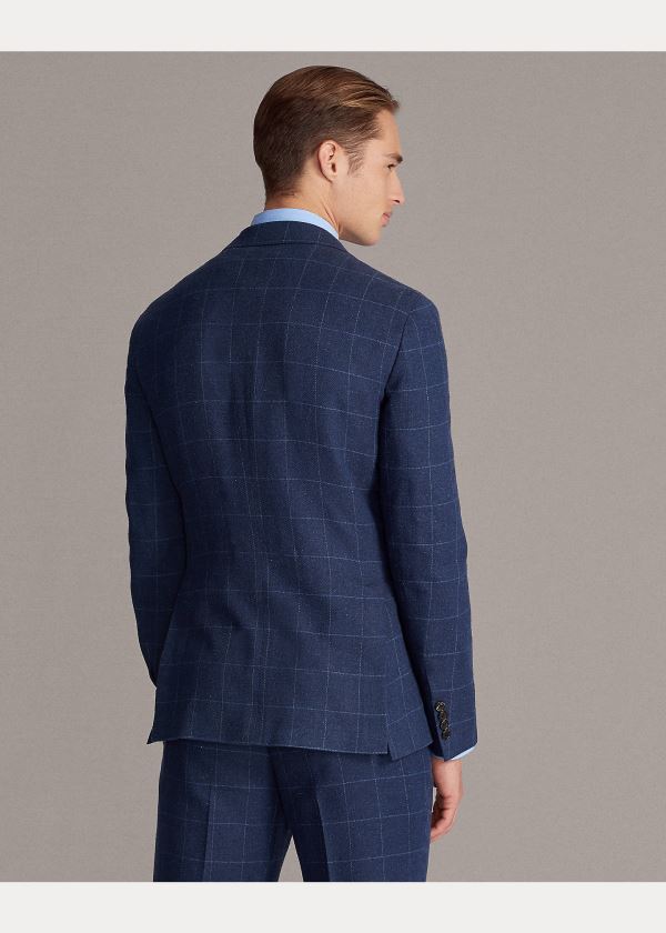 Ralph Lauren Hadley Windowpane Suit Jacket Blankyt Světle Blankyt | rZKLy2VB