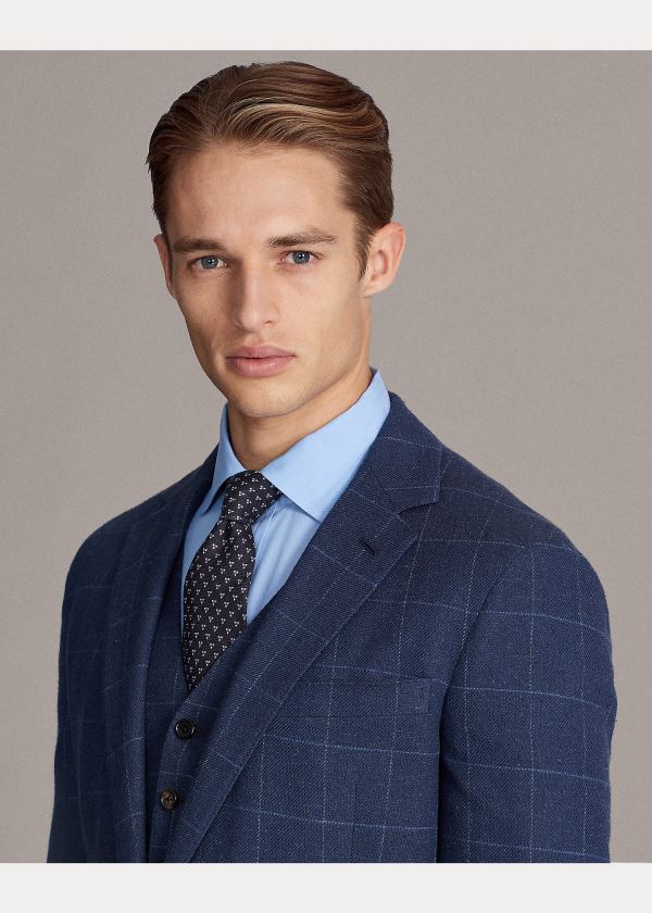Ralph Lauren Hadley Windowpane Suit Jacket Blankyt Světle Blankyt | rZKLy2VB
