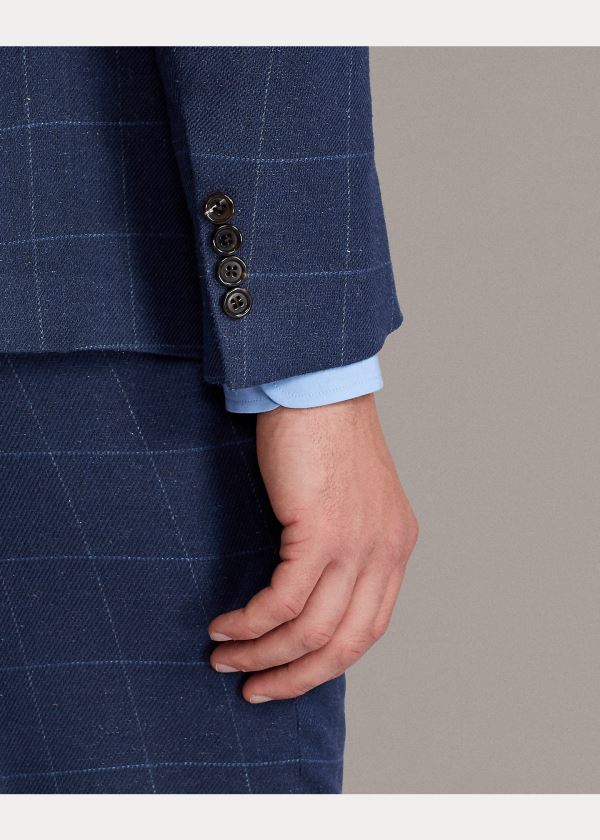 Ralph Lauren Hadley Windowpane Suit Jacket Blankyt Světle Blankyt | rZKLy2VB