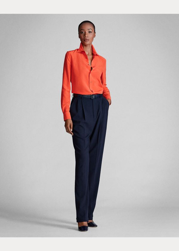 Ralph Lauren Hailey Silk Shirt Oranžové | cCZpvQev