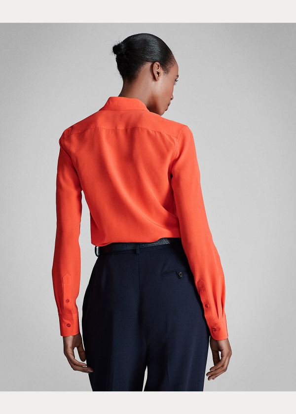 Ralph Lauren Hailey Silk Shirt Oranžové | cCZpvQev