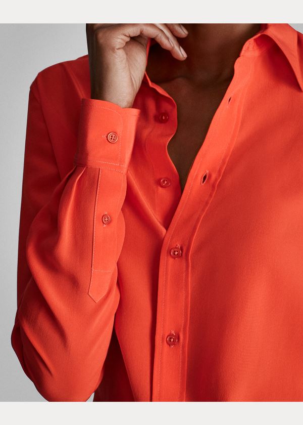 Ralph Lauren Hailey Silk Shirt Oranžové | cCZpvQev