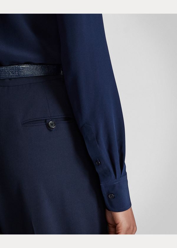 Ralph Lauren Hailey Silk Shirt Tmavě Blankyt | s6So4MT4