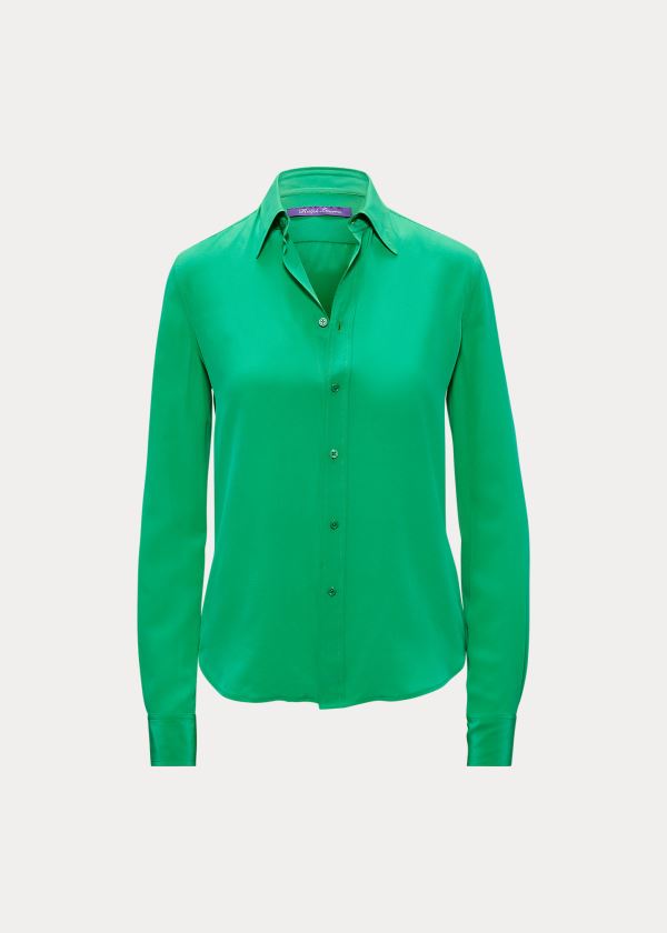 Ralph Lauren Hailey Silk Shirt Zelene | 5Oz5uh14