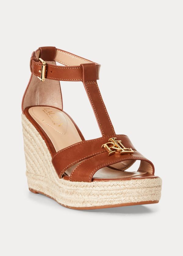 Ralph Lauren Hale Læder Sandal Tmavě Hnědé | gLfhaG02
