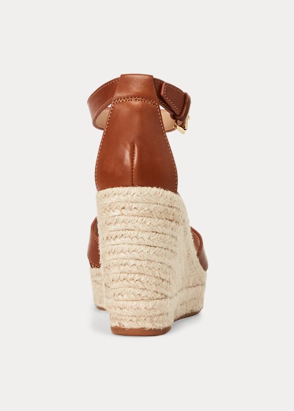 Ralph Lauren Hale Læder Sandal Tmavě Hnědé | gLfhaG02