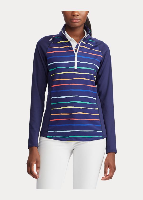 Ralph Lauren Half-Zip Golfové Pullover Tmavě Blankyt Proužek | 7HQJzsQz